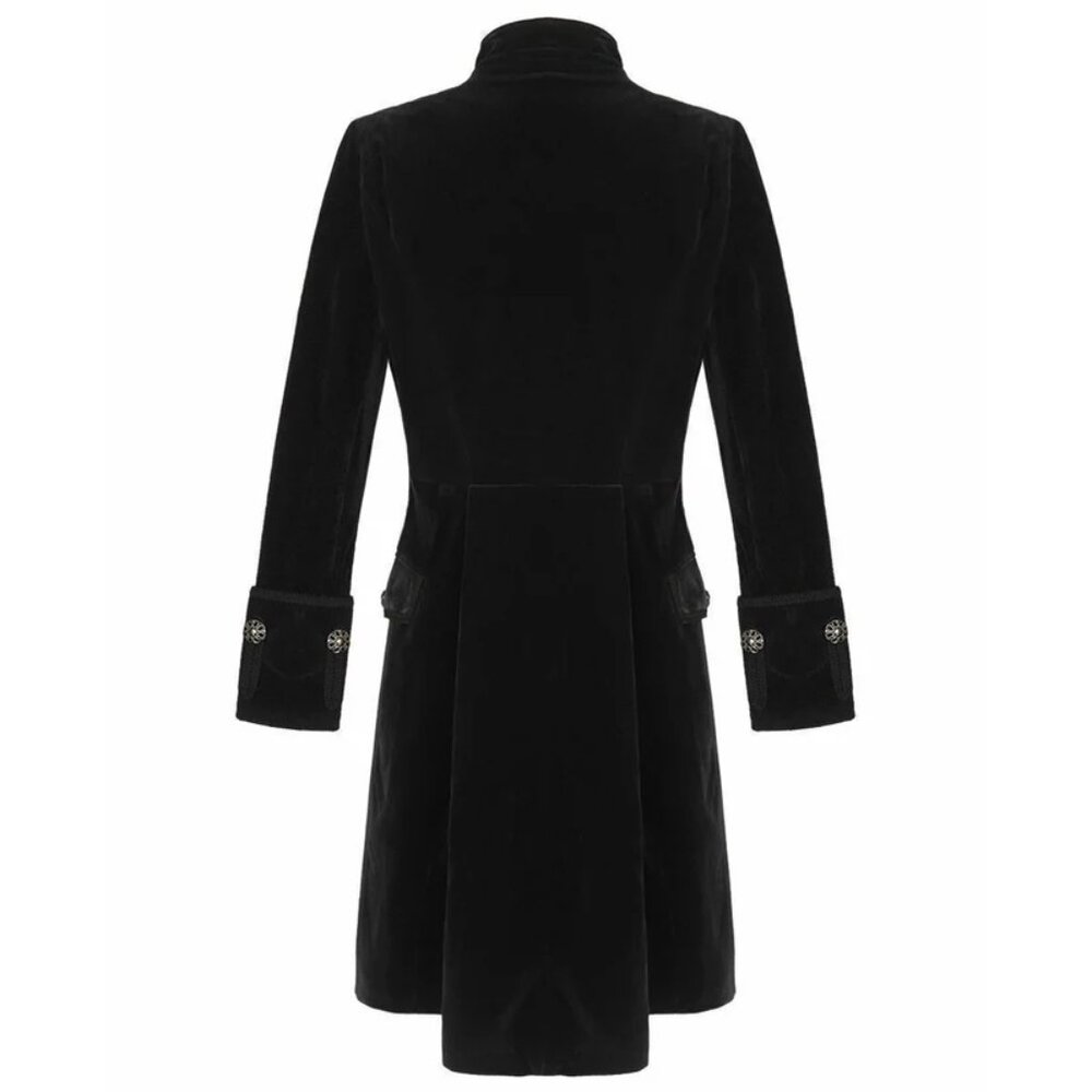 Men’s Velvet Renaissance Black Velvet Handmade Frock Coat Gothic Victorian - Picture 2 of 3